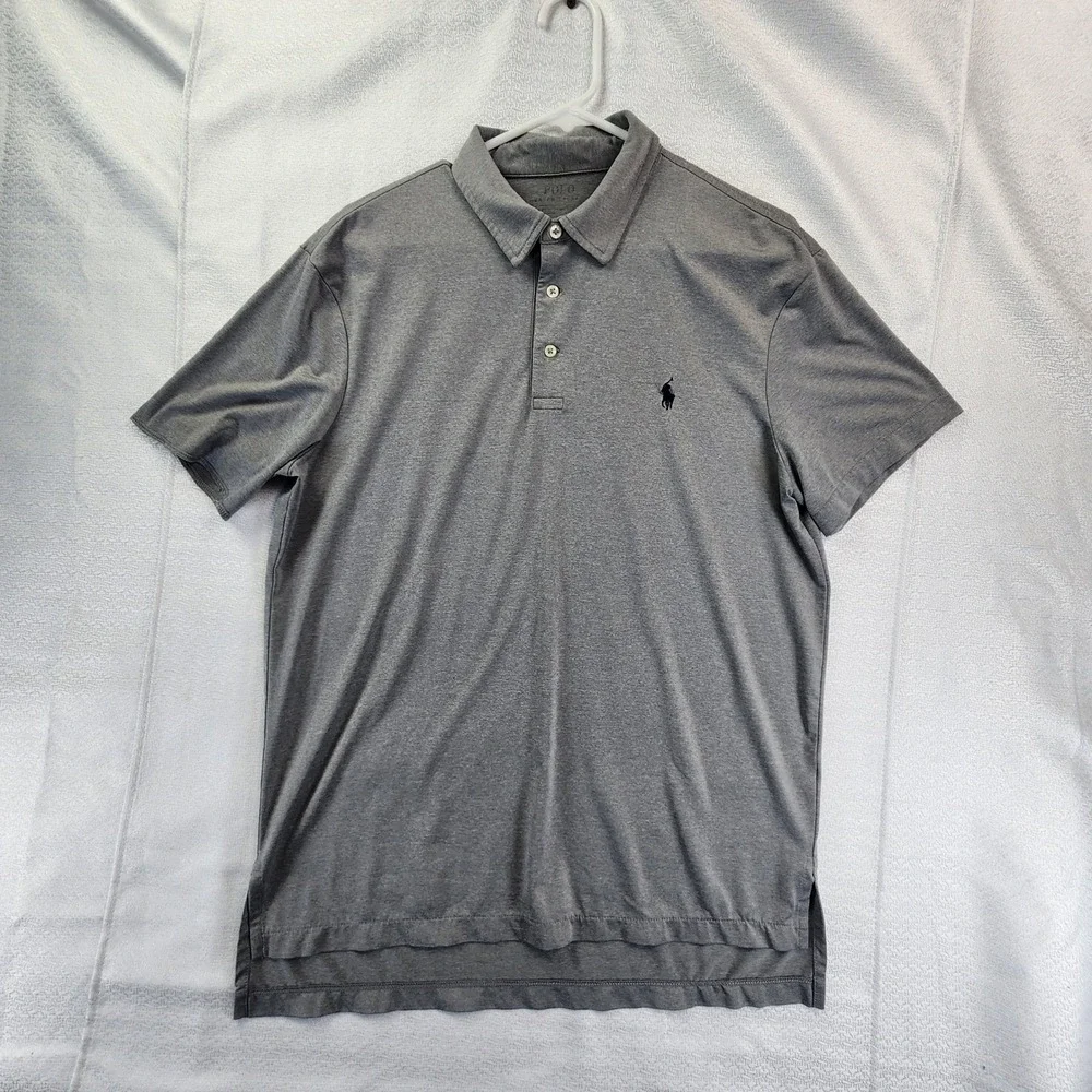 Polo Ralph Lauren Mens Large Grey Polo Shirt Short Sleeve‎ Classic Preppy Casual